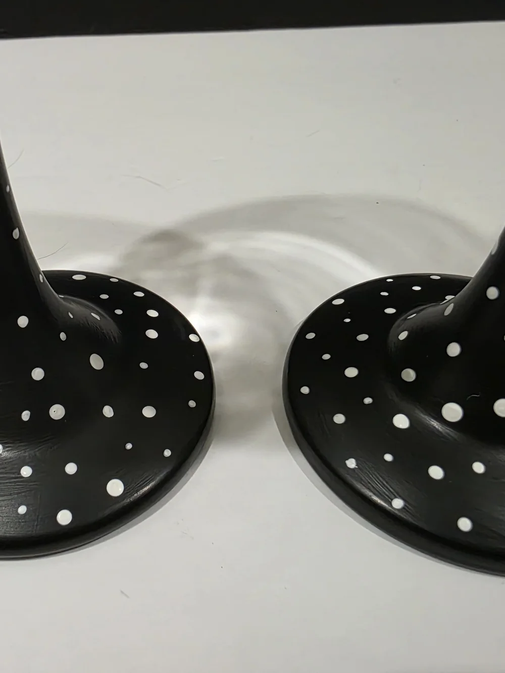 Snoopy/Woodstock & Charlie Brown Black Polka Dot Stemmed Wine Glasses